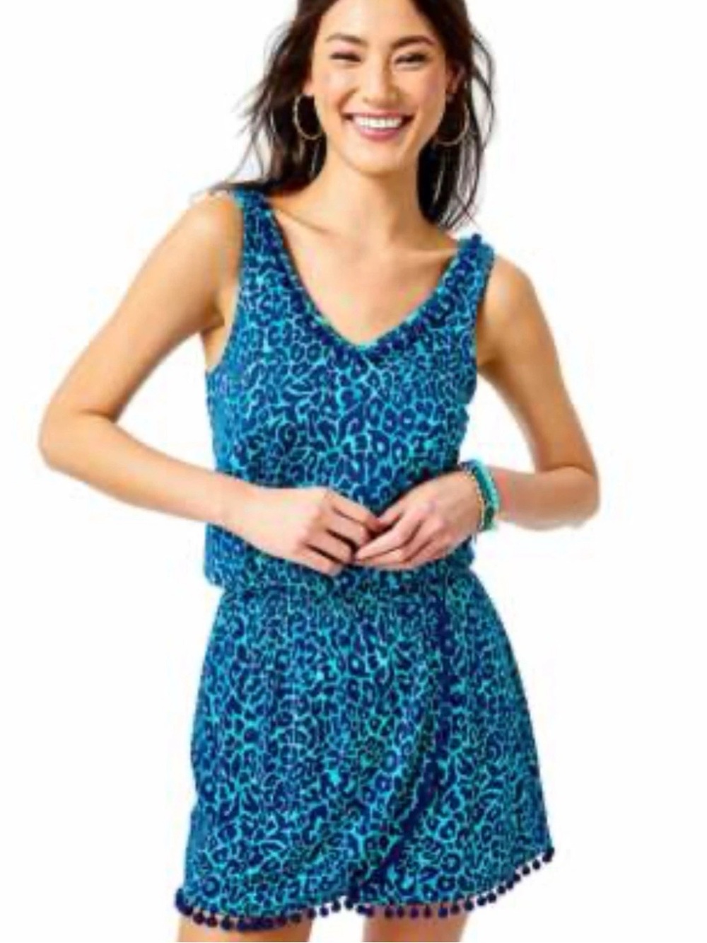 Lilly Pulitzer Gigi Romper My Favorite Spot Oyster Bay Navy Size XL Blue